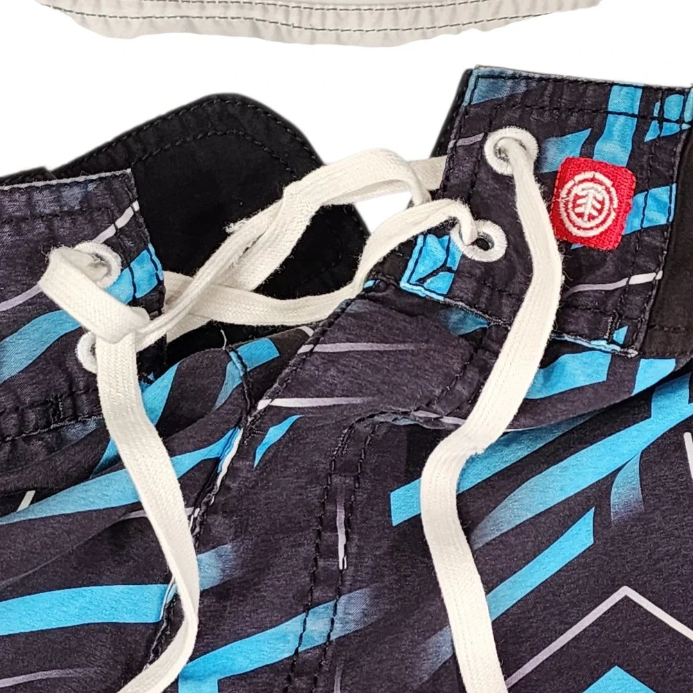 Y2K Element Board Short sz 32 Men Absrrsct Blue Geometric Swim Surf Skater Beach